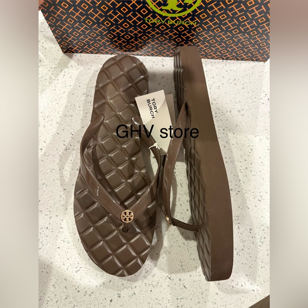 Tory Burch Willa Brown Flip Flops - Picture 2 of 3